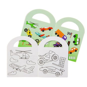 Piccoli Album da Colorare Veicoli con Adesivi (48 pz)