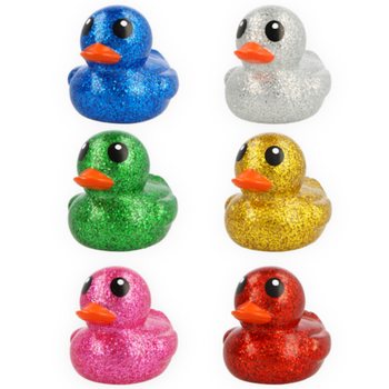 Grandi Paperelle da Bagno Glitterate Colorate - 10x8x8 cm (6 pz.)