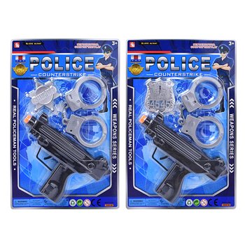 Set Giocattolo della Polizia con Mitra, Manette e Distintivo (6 pz.)