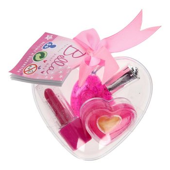 Set trucco per bambini Bella da 3 pezzi a forma di cuore in display (18 pz.)