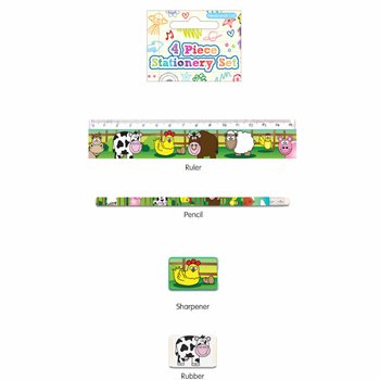 Set Cancelleria Animali della Fattoria 4 Pezzi (24 pz.)