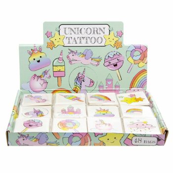 Tatuaggi Temporanei Unicorno - Pacchetti da 12 (Espositore da 48 pz.)