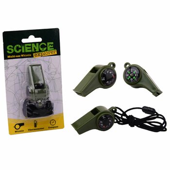 FISCHIETTO DA SOPRAVVIVENZA SCIENCE EXPLORER CON BUSSOLA E TERMOMETRO (24 pz.)