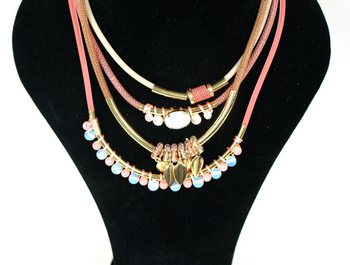 Elegante Collana a 4 Strati Rosa (1 pz)