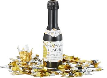 Cannone spara coriandoli bottiglia di champagne 31 cm – Oro e argento (4 pz.)