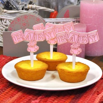 Topper Cupcake Nascita - Rosa Neonato (12 pz.)