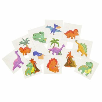 TATUAGGI DIVERTENTI - MODELLO: DINOSAURO, ogni confezione 12x Tatuaggi (48 pz.)