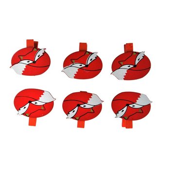 Mollette decorative da 6 pezzi - Modello: Volpe (24 set)