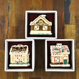 PORTACANDELE CASETTA DI NATALE (3 pz.)