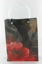 Borsa Regalo / Shopper Nero/Fiore Rosso Large (12 pz)