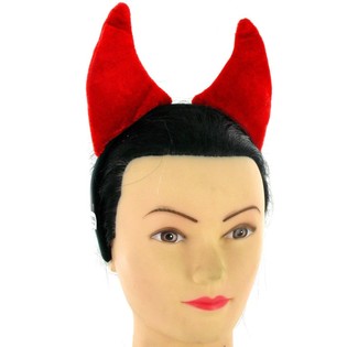 Cerchietto in peluche con corna da diavolo (12 pz.)