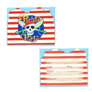 12 Biglietti d'Invito con Busta - Pirate Party (Set da 6)