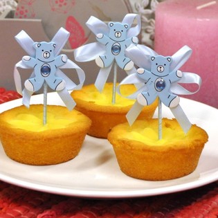 TOPPER PER CUPCAKE NASCITA - ORSETTO BLU (12 pz.)