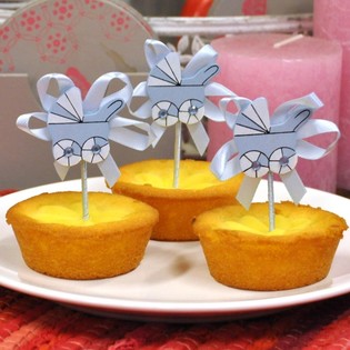 Topper per Cupcake Nascita - Carrozzina Blu (12 pz.)