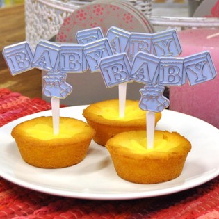 STECCHINO PER CUPCAKE DI NASCITA - CELESTE BABY (12 pz.)