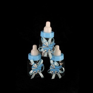 Biberon Decorativi Blu con Carrozzina (12 pz.)
