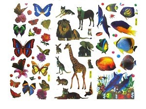 Fogli di adesivi con grandi animali (40 pz.)