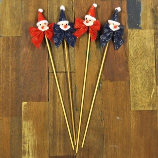 PUPAZZETTO DI NATALE CON FIOCCO SU ASTA (48 pz.)