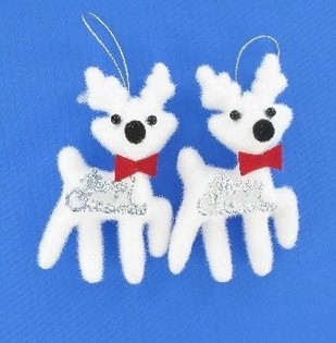 2 piccole renne decorative bianche (confezione da 12)