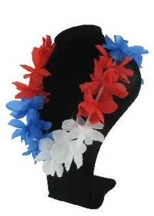 Collana Hawaiana - Rosso/Bianco/Blu (12 pz.)