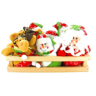 PUPAZZI DI NEVE E BABBO NATALE IN PELUCHE IN CASSETTA - MODELLO 2 (12 pz)