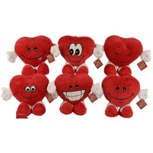 Cuori di peluche con mani e piedi (6 pz.)