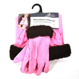 Set 3 pezzi in micropile rosa