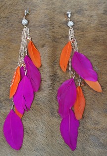 Orecchini di lusso stile Ibiza con piume (1 pz.)