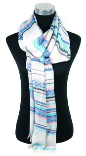 Sciarpa di Lusso Stile Ibiza Argento/Blu/Salmone (1 pz)