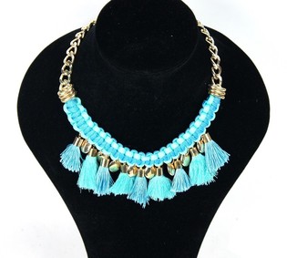 Collana di lusso stile Ibiza con nappe blu (1 pz)