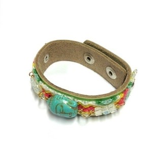 Braccialetto Stile Ibiza con Buddha Verde (1 pz)