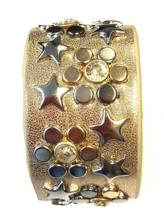 Bracciale Largo di Lusso Taupe con Borchie (1 pz)