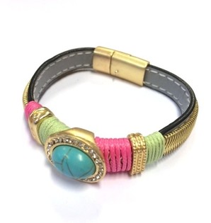 Bracciale Ibiza di Lusso Grigio/Verde/Turchese