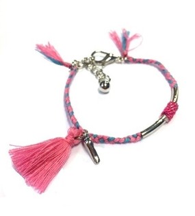 Braccialetto intrecciato stile Ibiza Blu e Rosa (1 pz)