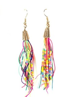 Orecchini pendenti con perline multicolore stile Ibiza (1 pz)