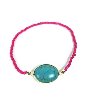 Braccialetto Fuchsia Stile Ibiza con Pietra (1 pz)