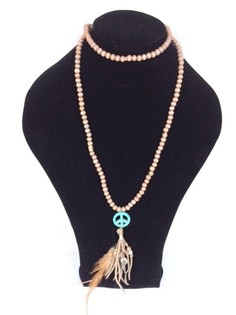 Collana Stile Ibiza con Simbolo della Pace Marrone (1 pz)