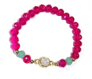 Braccialetto Ibiza Stile Fucsia Turchese con Strass (1 pz)