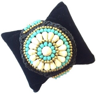 Braccialetto Stile Ibiza con Perline - Turchese e Bianco (Fatto a mano)