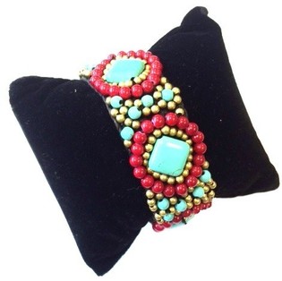 Braccialetto Stile Ibiza Turchese/Rosso (1 pz.)