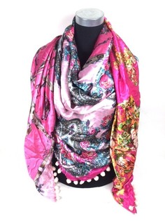 Sciarpa Triangolare di Lusso Reversibile Rosa / Blu Chiaro / Tigre (1 pz)