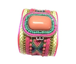 Bracciale largo con pietra rosa (1 pz)