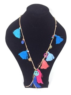 Collana Stile Ibiza con Nappe e Simbolo Peace (1 pz)