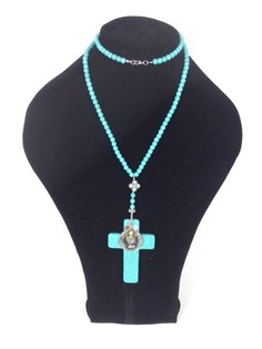 Collana Lunga con Croce Turchese Stile Ibiza (1 pz)