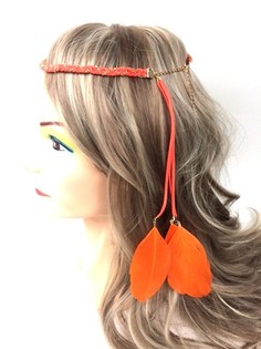 Fascia intrecciata con piume Arancione (1 pz)
