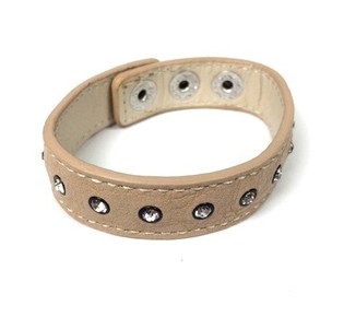 Braccialetto Look Pelle Ibiza Crema con Strass (1 pz)