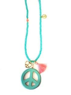 Collana Turchese Stile Ibiza con Simbolo della Pace (1 pz)