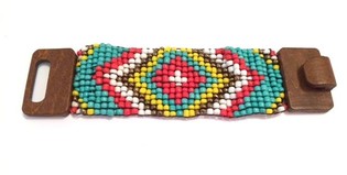 Bracciale Ibiza Azteco Chiusura in Legno Giallo (1 pz)