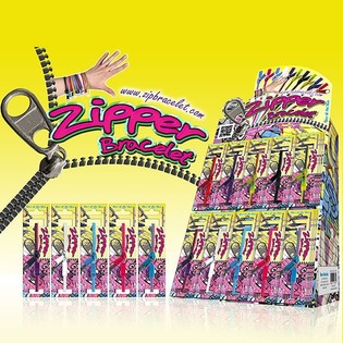 BRACCIALETTO ZIP / CERNIERA IN ESPOSITORE (96 pz.)