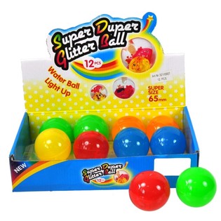 Palline rimbalzanti colorate senza luce in espositore (12 pz.)
